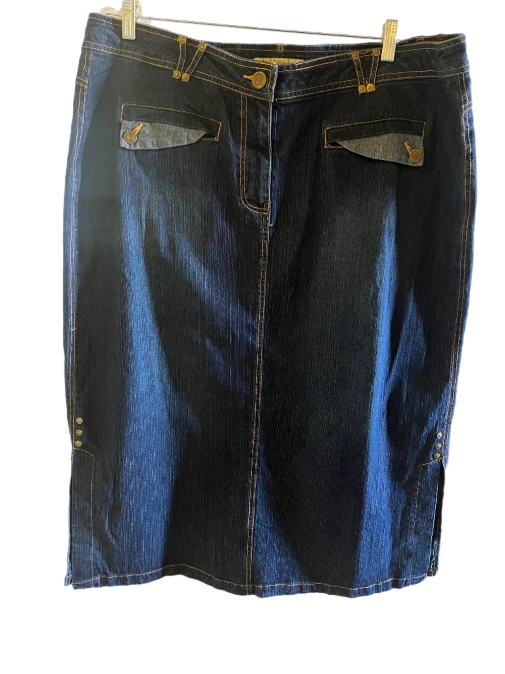 Denim Midi/Maxi skirt pockets Beach minimalist western stretchy size 20W